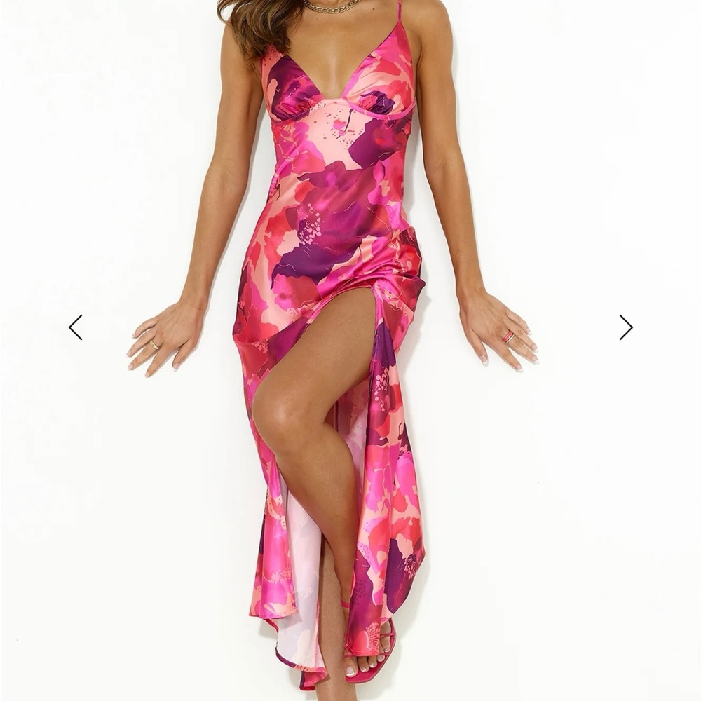 Hello Molly Pink & Fuchsia Floral Print Maxi Slip Dress - Picture 2 of 13